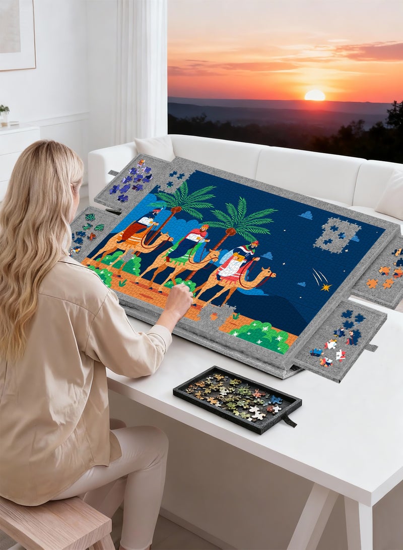 URbazaar Puzzle Board for with 6 Storage Drawers & Protective Cover – Jigsaw Puzzle Table - for Adults & Families Home Entertainment & Puzzle Building (1000 Piece Puzzle Board) - Image 5